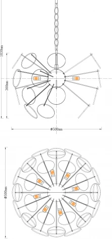 Подвесная люстра Moderli Komo V7080-8P (220V, на цепи, шар)