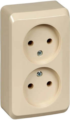 Розетка накладная двойная без заземления (кремовый) Systeme Electric Этюд PA16-005K