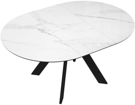 Стол DikLine SFC110 d1100 стекло Оптивайт Белый мрамор/подстолье черное/опоры черные 00-00070095