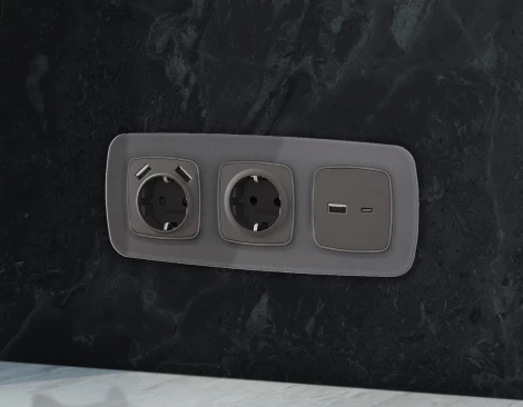 Рамка Ambrella Volt OMEGA Radian (Антрацит серый Стекло органическое) 3-ая OF320653