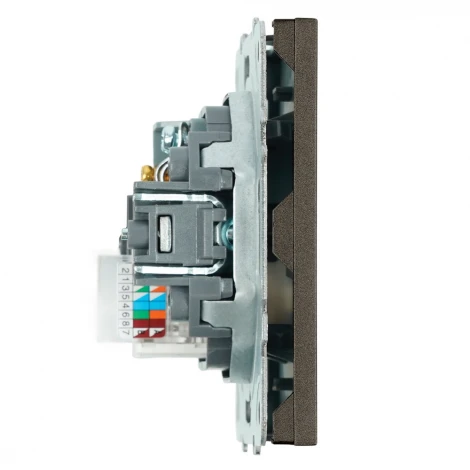 ТВ-розетка и Ethernet RJ-45 (антрацит, soft touch) Stekker Эмили 49924