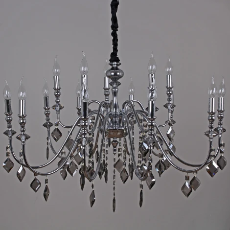 Подвесная люстра ILLUMICO IL2370-15POR-39 CR (220V, хрусталь, на цепи, подсвечник, свеча)