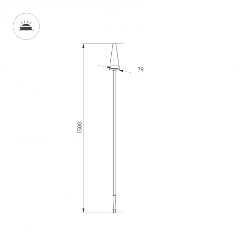 Ландшафтный светильник наземный LGD-CONO-BOLL-H1500-7W Warm3000 (DG, 36 deg, 230V) (Arlight, IP65 Металл) 037521