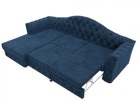 Диван угловой Артис левый угол (Брус,Рейка/Пластик/Велюр/Синий) Лига Диванов 128027L