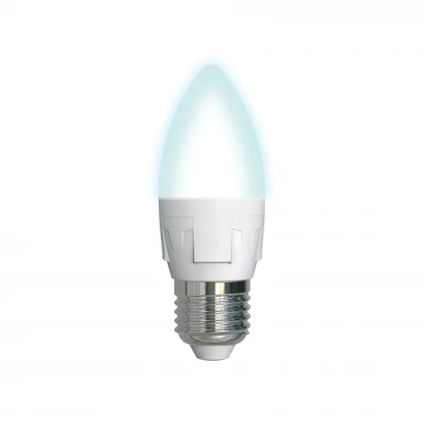 Лампочка светодиодная свеча белая E27 7W 4000K Uniel LED-C37 7W/NW/E27/FR PLP01WH