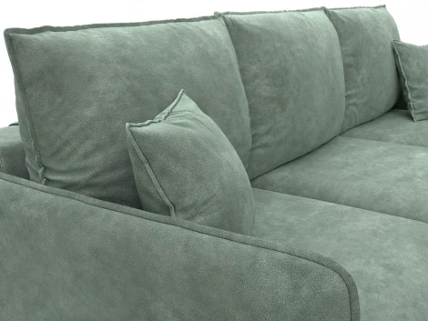 Диван угловой Лига-064 НПБ угол универсальный (ДСП/Дерево/Велюр/Зеленый) Лига Диванов 129642