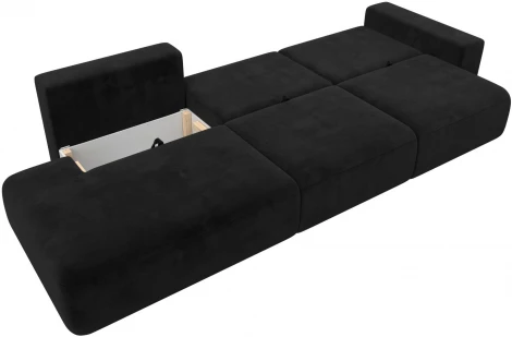 Диван прямой Лига-036 НПБ Модерн Лонг подлокотник справа (Черный/Велюр) Лига Диванов арт.121363