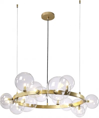 Подвесная люстра Crystal Lux AGATA SP15 V2 GOLD/TRANSPARENTE (220V, на тросе, шарики)