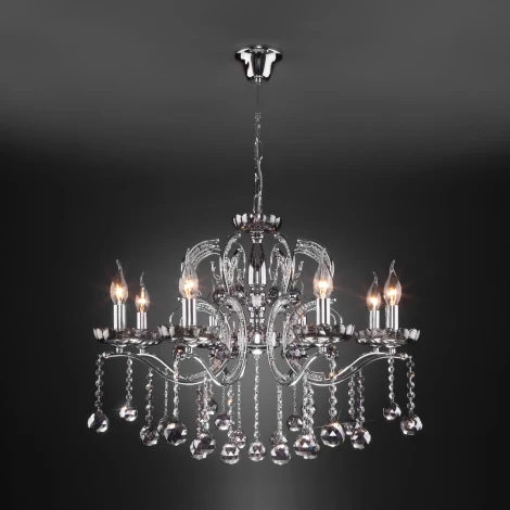 Подвесная люстра Eurosvet Brezza 10107/8 хром/дымчатый хрусталь Strotskis