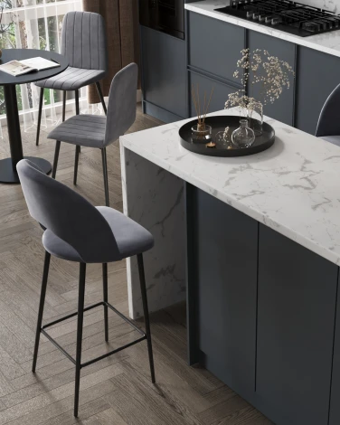 Стул барный Меган SN велюр серый Stool Group УТ000042226