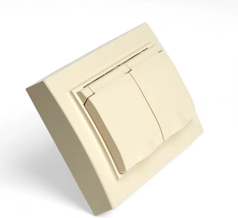 Розетка двойная с заземлением и защитной крышкой (слоновая кость) Stekker Эрна 49137