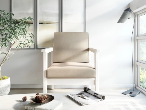 Кресло Arsko Лориан беленый дуб велюр молочный