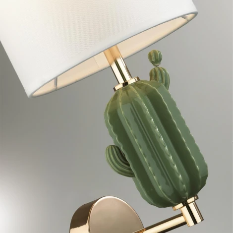 Бра Odeon Light Cactus 5425/1W золотой/зеленый/белый/металл/керамика/ткань E14 1*40W (220V, выключатель, круглые)