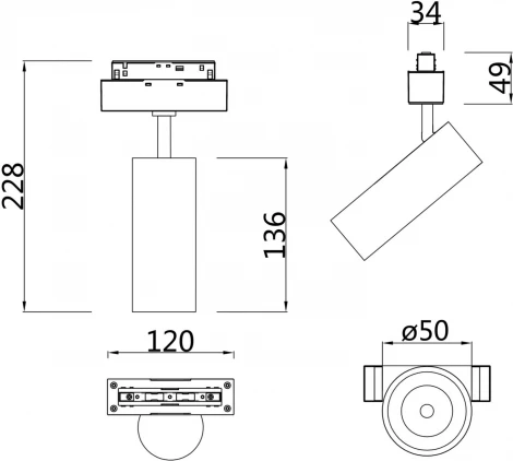 Трековый светильник Focus Led S35 4000K 9Вт 24° (магнитный) Maytoni Technical TR019-2-10W4K-B (48V, круглые)