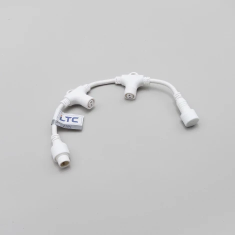 Разветвитель 2-х лучевой для Бахромы, Занавесов и Нитей 220В без возможности управления, Провод Белый Каучук, IP65 Laitcom LLR2-8