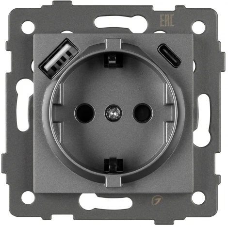 Механизм розетки с USB зарядкой SCT-MUAC-PL-GR-V (250V, 16A) (Arlight) 049831