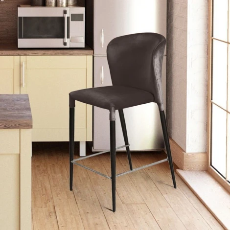 Стул полубарный Top Concept Albert, бархат антрацит 14/опора конус