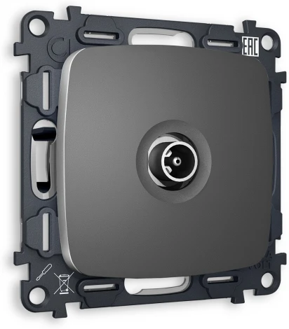 Комплект механизма Ambrella Volt TV розетки проходной OMEGA MO663030 Антрацит серый 5-1000 MHz 4dB QUANT