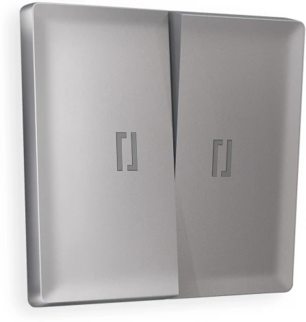 Лицевая панель Ambrella Volt ALFA (Сталь матовый) для 2-клавишных выключателей с подсветкой QUANT AP5040