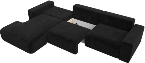 Диван угловой Лига-036 НПБ Классик Лонг левый угол (Черный/Велюр) Лига Диванов арт.121397L