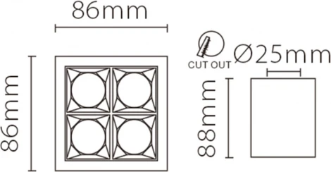 Точечный накладной светодиодный светильник XC002-4T (W) Fiberli Xc002 12120204 (220V)