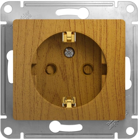 Розетка встраиваемая с заземлением и шторками (дуб) Systeme Electric Glossa GSL000545