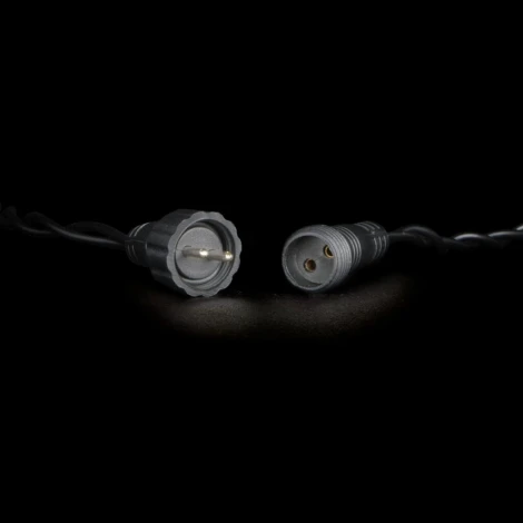 Гирлянда Нить 10м Белая с Мерцанием Белого Диода 24В, 75 LED, Провод Черный Каучук, IP65