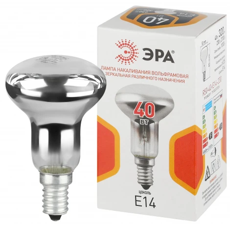 Лампочка накаливания E14 40W ЭРА R50-40-E14-230
