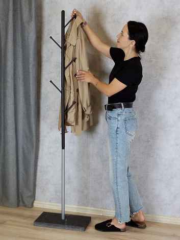 Вешалка напольная Пико 8 черный/металлик/торос графит софт Mebelik 009588