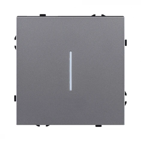 Выключатель кнопочный 1-клавишный 10А/250В с LED подсветкой, серый Kollinger Eclipse EC-012GY