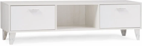 ТВ-тумбы Woodville Эго Т-3 на ножках бетон светлый / белый глянец