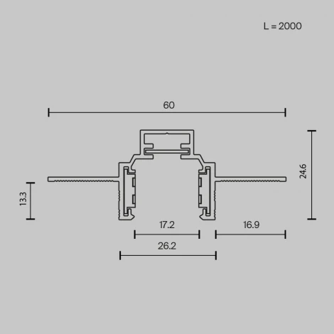 Шинопровод под гипсокартон встраиваемый магнитный черный 2м Maytoni Busbar trunkings Exility TRXM034-422B (48V)