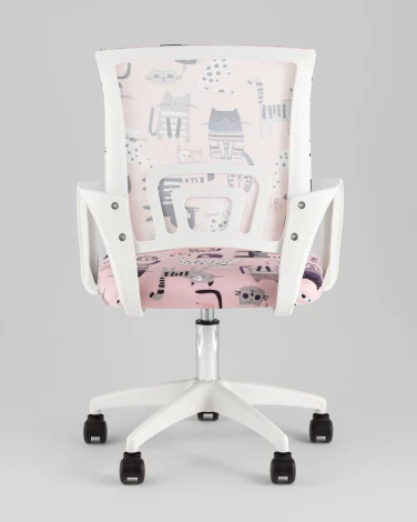 Кресло офисное TopChairs Simple SN Junior принт Pink Cats пластик белый TopChairs УТ000042084