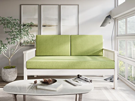 Диван Arsko Норман М беленый дуб зеленая рогожка