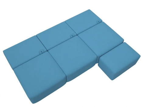 Диван прямой модульный с пуфом Лига-060 НПБ Лонг (ЛДСП,Брус,Фанера/Пластик/Рогожка/Голубой) Лига Диванов 129711