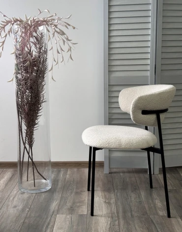 Стул M-City ЛЕОНАРДО Soul 000 Белый, букле / черный каркас