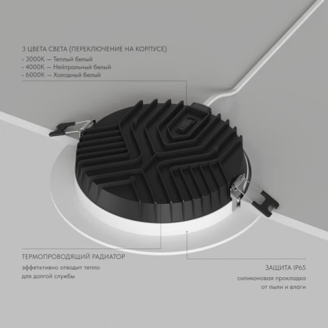 Точечный встраиваемый влагозащищенный светильник Denkirs Versa DK2463-WH