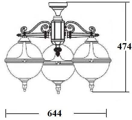 Потолочный светильник уличный Oasis Light VENA 88470A/3 Bl (220V, фонарь, шар, IP44)
