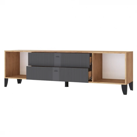 Тумба под телевизор ТЭКС Парус-10, Дуб крафт золотой, Карбон вулкан