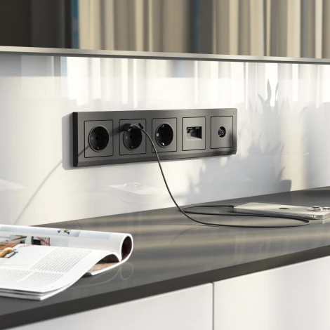 Накладка для двойной розетки Еthernet RJ-45 (графит матовый) Werkel W1191164 (a063114)