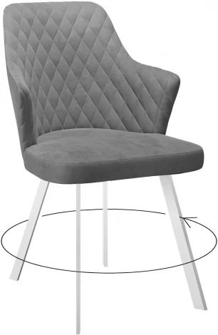 Стул DikLine 245 поворотный, C56 серый, ножки белые
