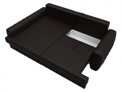 Диван угловой Лига-057 НПБ угол левый (ЛДСП,Брус,Фанера/Пластик/Экокожа/Коричневый) Лига Диванов 130033L