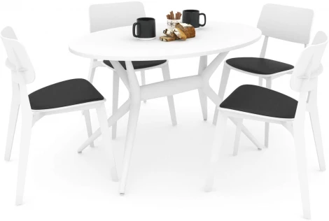 Обеденная группа SHT-DS124 белый/черный/белый шагрень/белый Sheffilton 9285969001