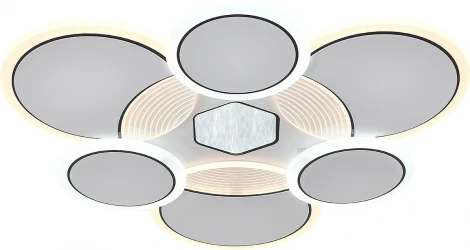 Потолочная люстра светодиодная Escada Dune 10277/6LED 80Вт, с ПДУ, металл/акрил, белый/чёрный (регулировка яркости, 220V)