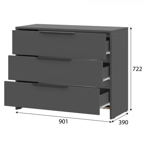 Комод Арника 3 ящика Камелия 1, Графит
