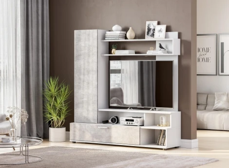 Готовая гостиная Woodville Nigel белый / цемент светлый 499621