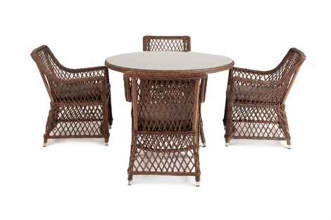 Обеденная группа плетеная, цвет коричневый 4SIS Доппио DOPC4T-5-SET brown