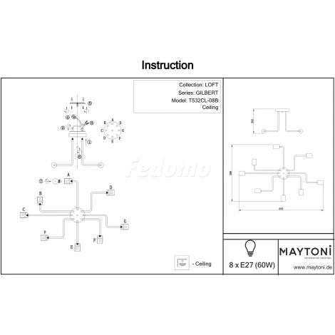 Потолочная люстра Maytoni Gilbert T532CL-08B (220V)