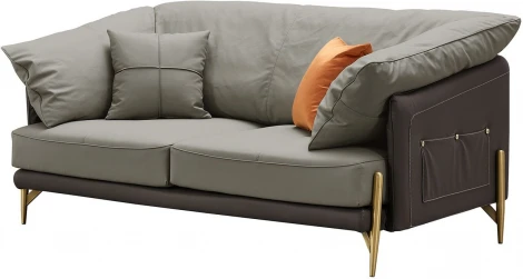 Диван ESF ARTE NAPPA SF035 (2-х местный) серый 6623-темно серый /Кожа