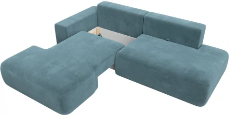 Диван угловой Лига-036 НПБ Модерн левый угол (Бирюзовый/Велюр) Лига Диванов арт.121408L